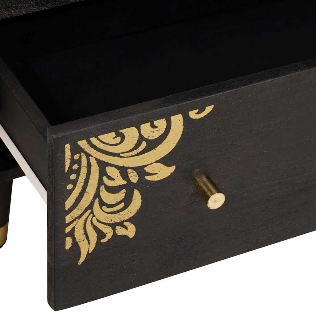 Πλαϊνό γραφείο 2 pcs Μαύρο 60 x 33 x 75 cm Στερεό ξύλο μάνγκο