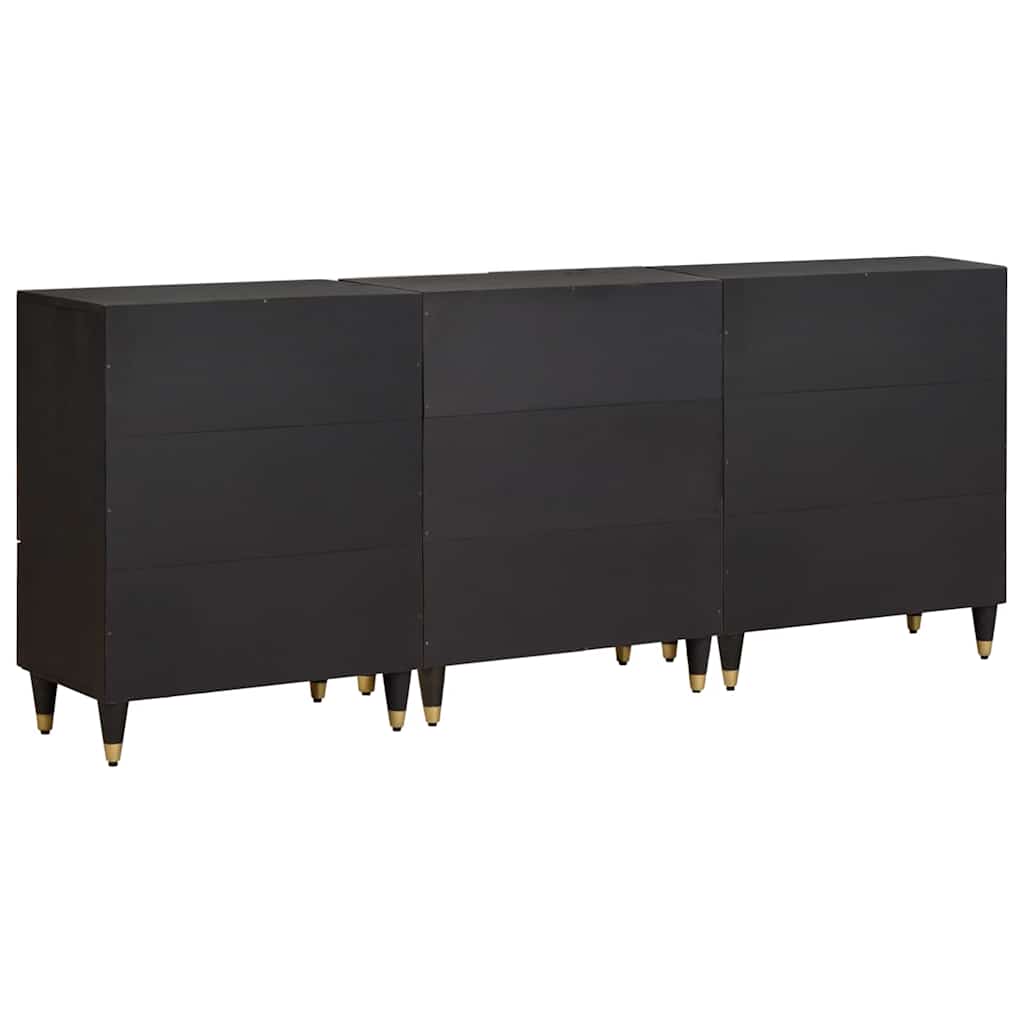Σετ Ντουλαπιών Μπάνιου με συρτάρι 3 pcs Μαύρο 180 x 33 x 75 εκ.