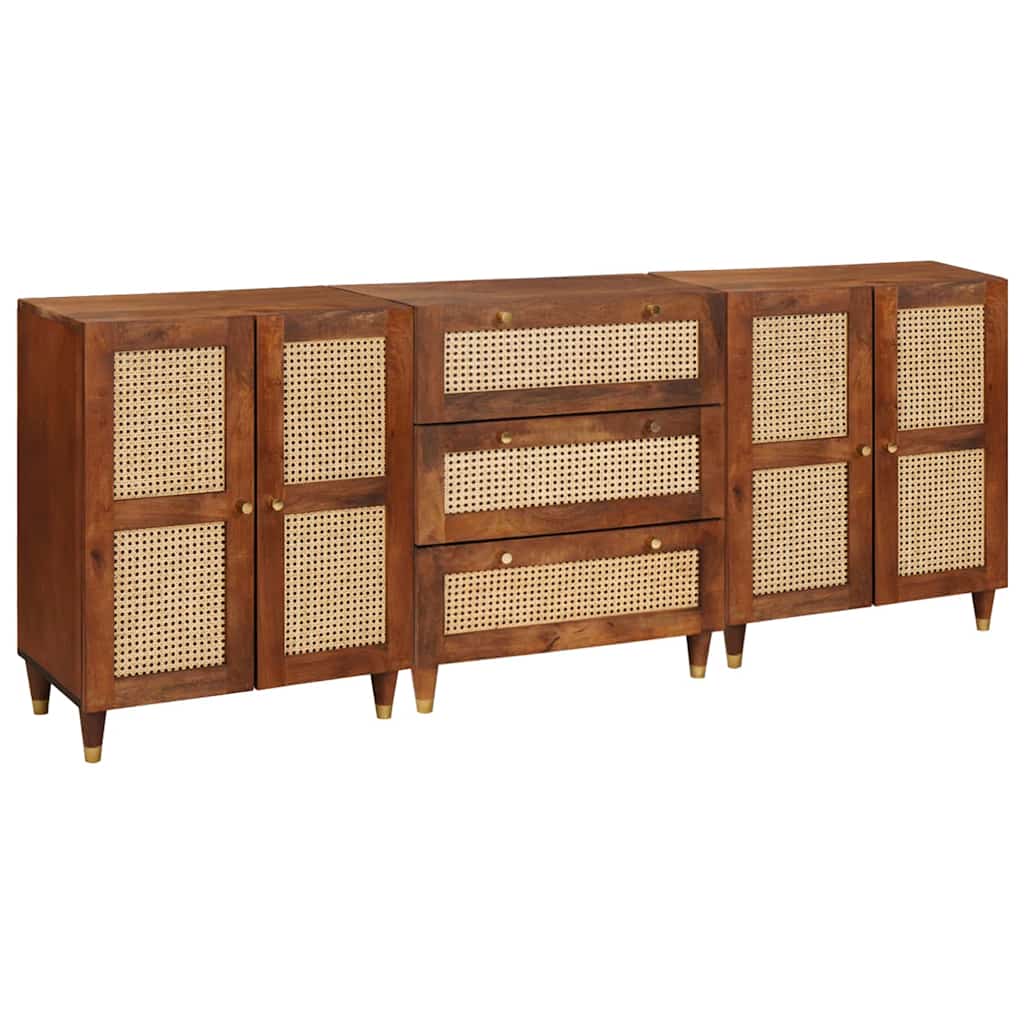 Σετ Μπουφέδων 3 pcs Καφέ 180 x 33 x 75 εκ. Στερεό ξύλο μάνγκο - Pakobazaar
