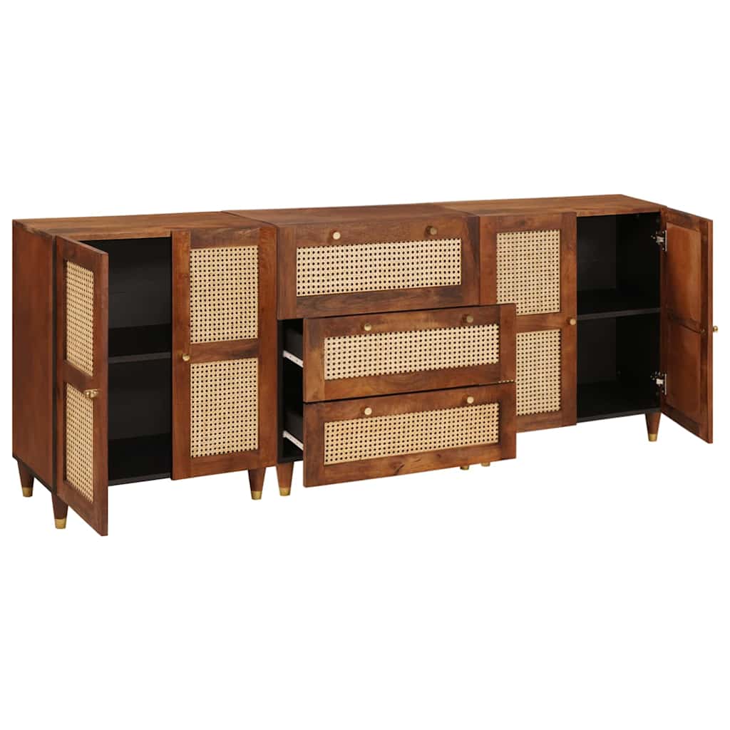 Σετ Μπουφέδων 3 pcs Καφέ 180 x 33 x 75 εκ. Στερεό ξύλο μάνγκο - Pakobazaar