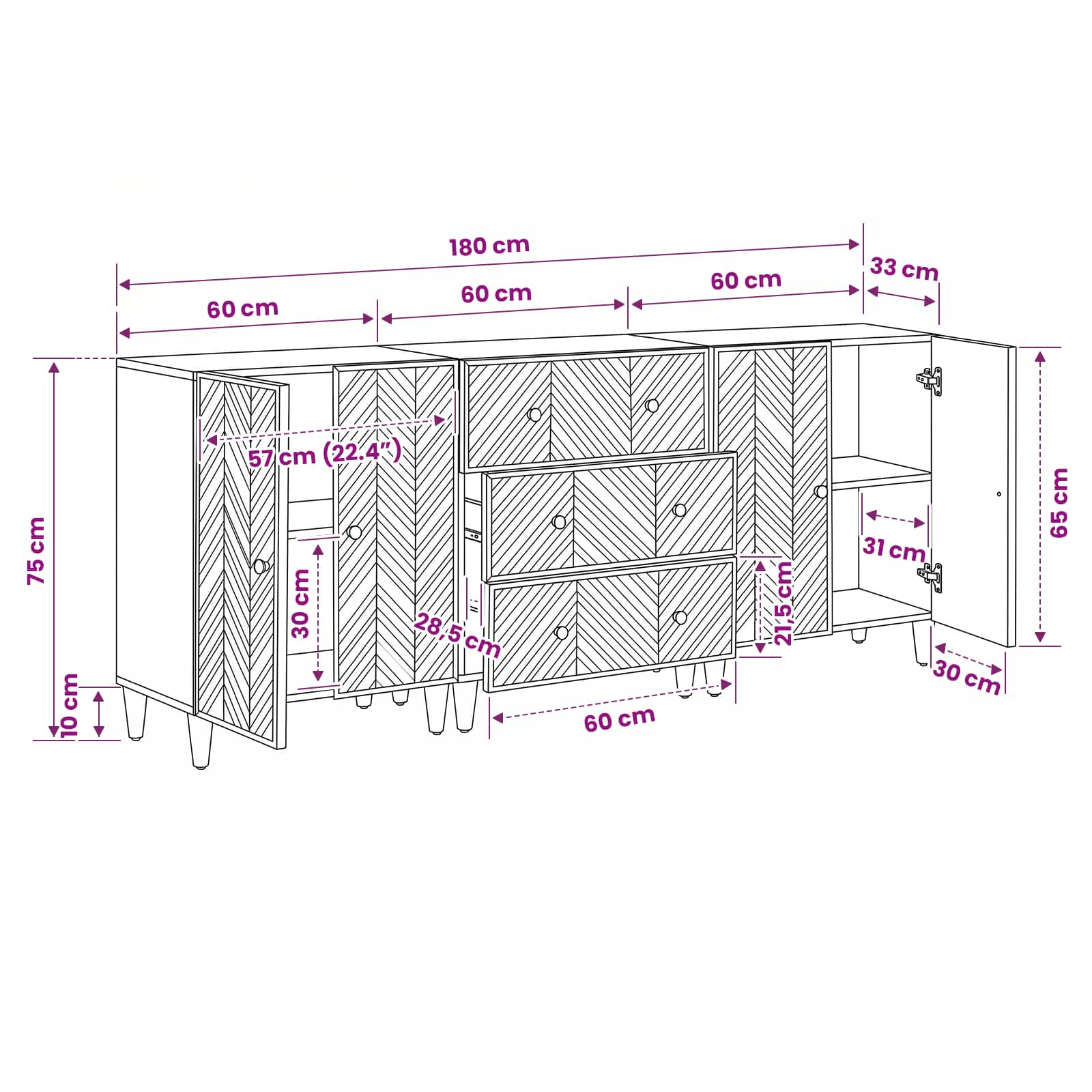 Ντουλάπες Αποθήκευσης 3 pcs Καφέ 60 x 33,5 x 75 εκ. - Pakobazaar