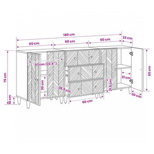 Ντουλάπες Αποθήκευσης 3 pcs Καφέ 60 x 33,5 x 75 εκ. - Pakobazaar