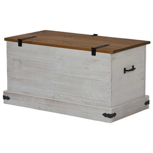 Σεντούκι αποθήκευσης HALDEN Λευκό 91x48x47 cm Στερεό ξύλο πεύκο - Pakobazaar