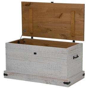 Σεντούκι αποθήκευσης HALDEN Λευκό 91x48x47 cm Στερεό ξύλο πεύκο - Pakobazaar