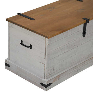 Σεντούκι αποθήκευσης HALDEN Λευκό 91x48x47 cm Στερεό ξύλο πεύκο - Pakobazaar
