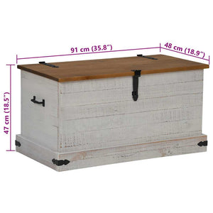 Σεντούκι αποθήκευσης HALDEN Λευκό 91x48x47 cm Στερεό ξύλο πεύκο - Pakobazaar