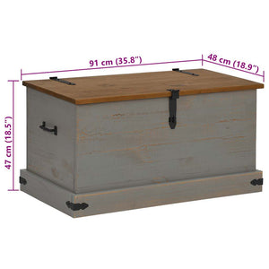 Σεντούκι αποθήκευσης HALDEN γκρι 91x48x47 cm μασίφ ξύλο πεύκο