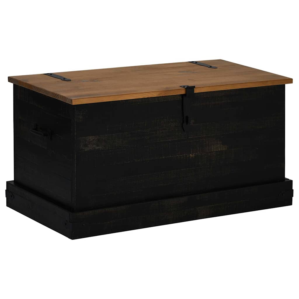 Σεντούκι αποθήκευσης HALDEN Μαύρο 91x48x47cm Στερεό ξύλο πεύκου