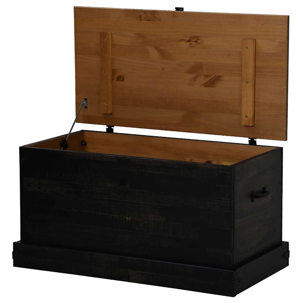 Σεντούκι αποθήκευσης HALDEN Μαύρο 91x48x47cm Στερεό ξύλο πεύκου