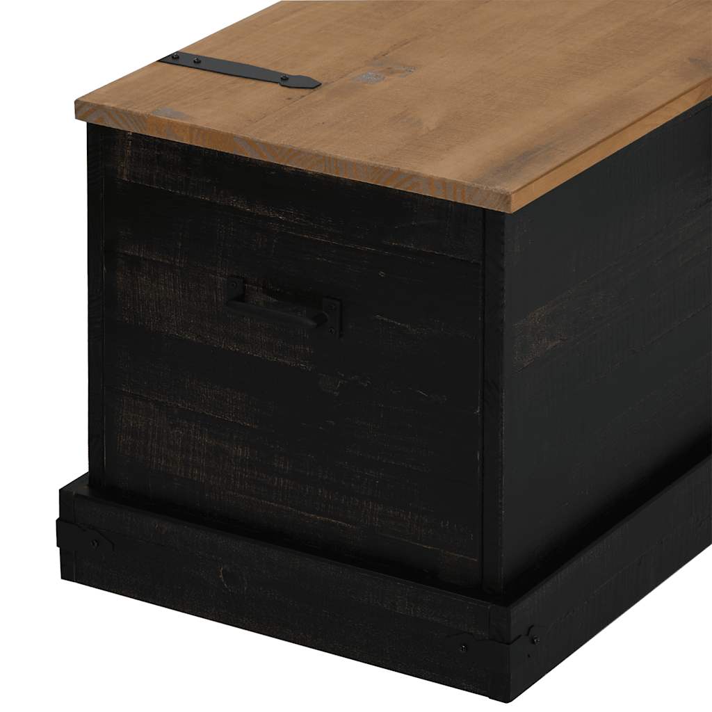 Σεντούκι αποθήκευσης HALDEN Μαύρο 91x48x47cm Στερεό ξύλο πεύκου