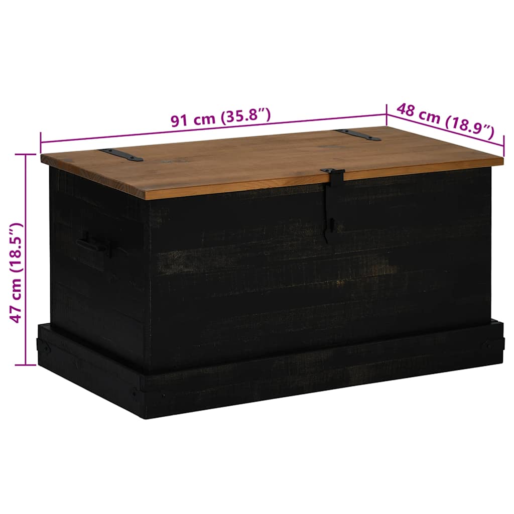 Σεντούκι αποθήκευσης HALDEN Μαύρο 91x48x47cm Στερεό ξύλο πεύκου