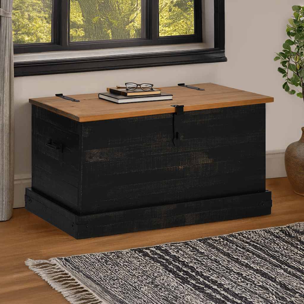 Σεντούκι αποθήκευσης HALDEN Μαύρο 91x48x47cm Στερεό ξύλο πεύκου
