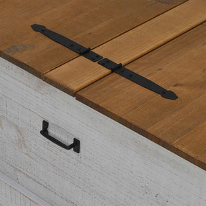 Σεντούκι αποθήκευσης HALDEN Λευκό 91x91x47 cm Στερεό ξύλο πεύκο - Pakobazaar