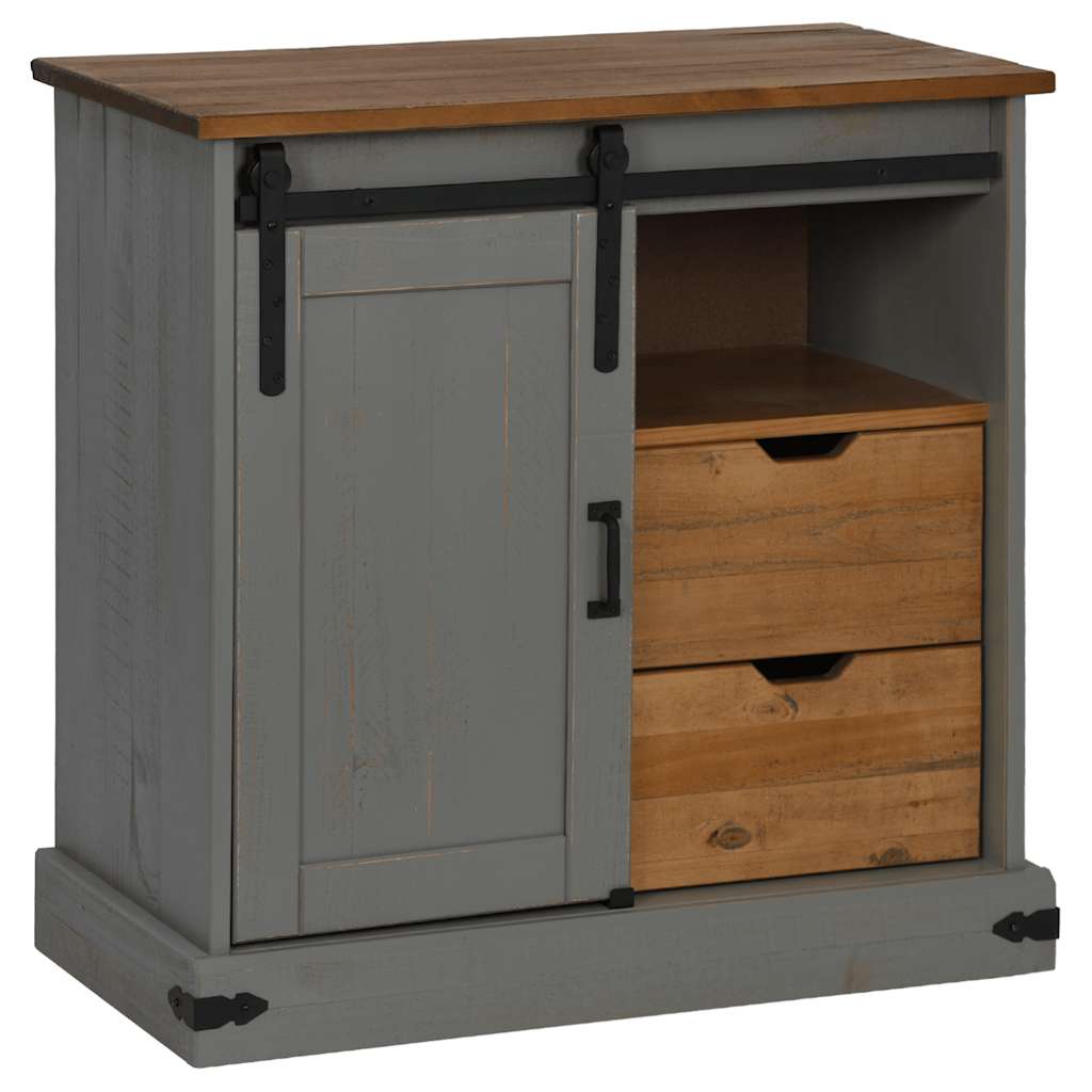 Sideboard HALDEN με συρόμενη πόρτα γκρι 80x40x80 cm μασίφ ξύλο