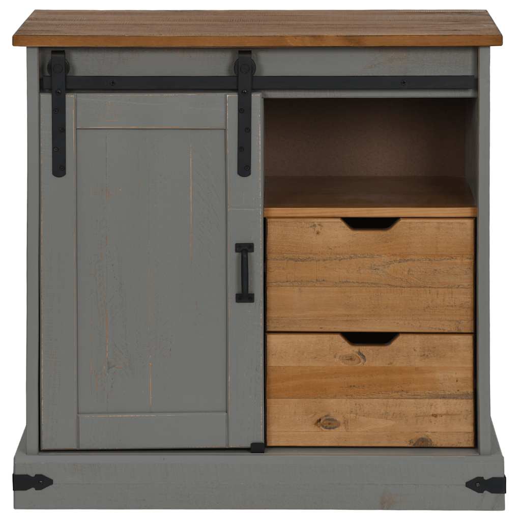 Sideboard HALDEN με συρόμενη πόρτα γκρι 80x40x80 cm μασίφ ξύλο