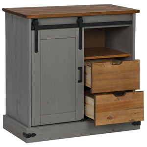 Sideboard HALDEN με συρόμενη πόρτα γκρι 80x40x80 cm μασίφ ξύλο