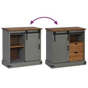 Sideboard HALDEN με συρόμενη πόρτα γκρι 80x40x80 cm μασίφ ξύλο