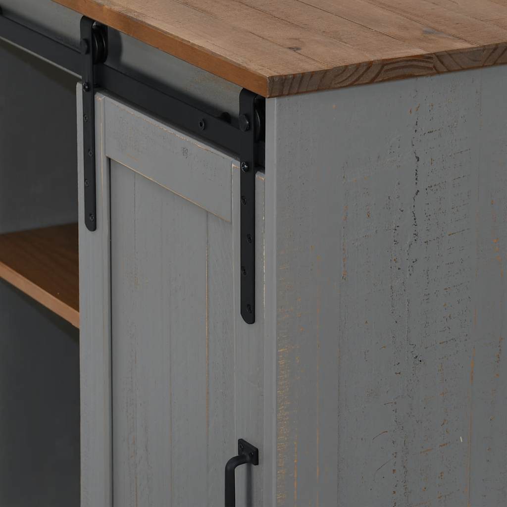 Sideboard HALDEN με συρόμενη πόρτα γκρι 80x40x80 cm μασίφ ξύλο