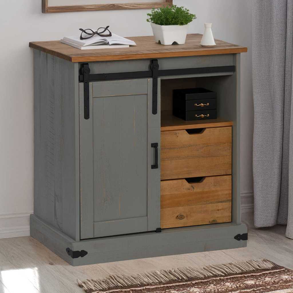 Sideboard HALDEN με συρόμενη πόρτα γκρι 80x40x80 cm μασίφ ξύλο