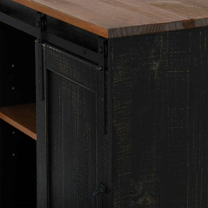 Sideboard HALDEN με συρόμενη πόρτα Μαύρο 80x40x80 cm