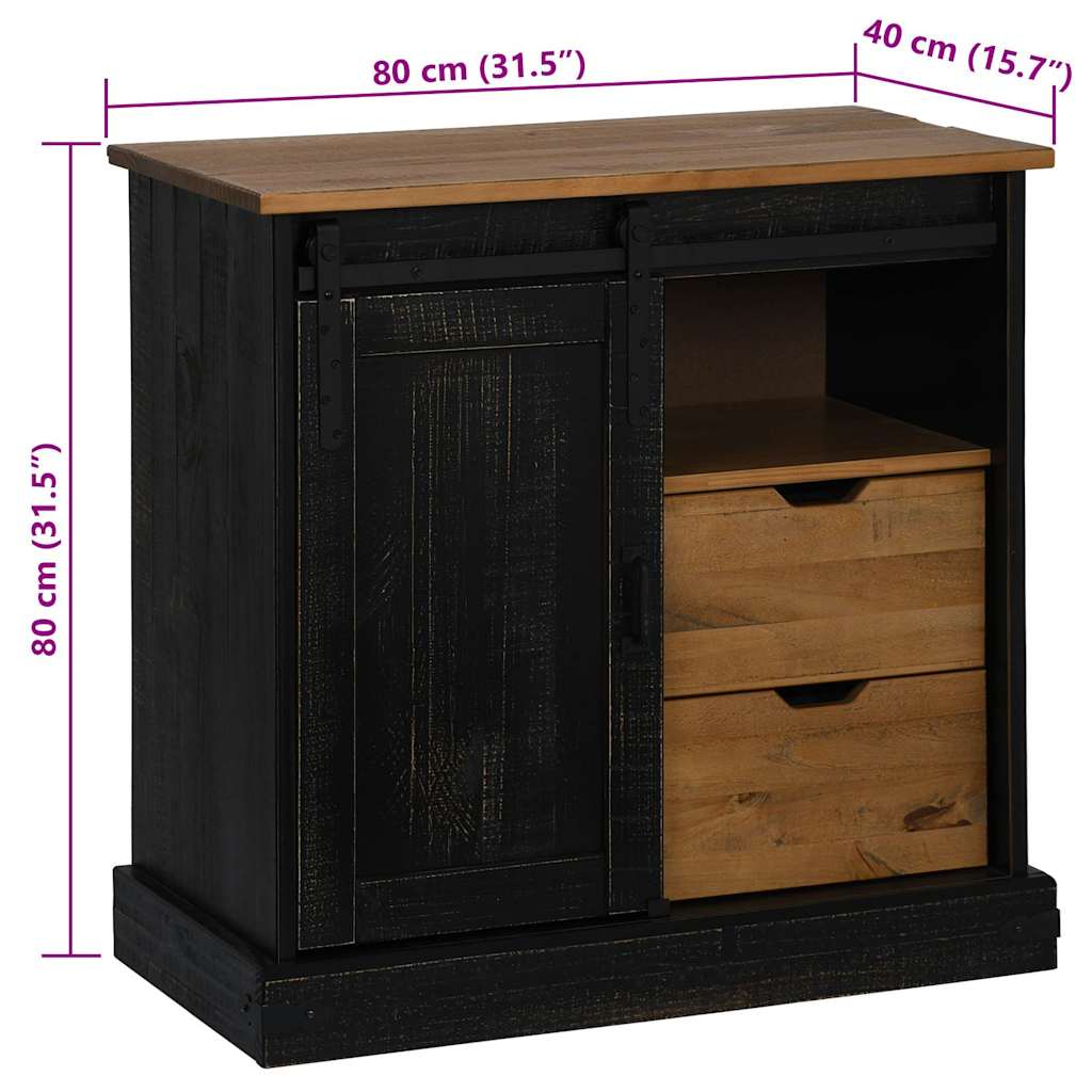 Sideboard HALDEN με συρόμενη πόρτα Μαύρο 80x40x80 cm