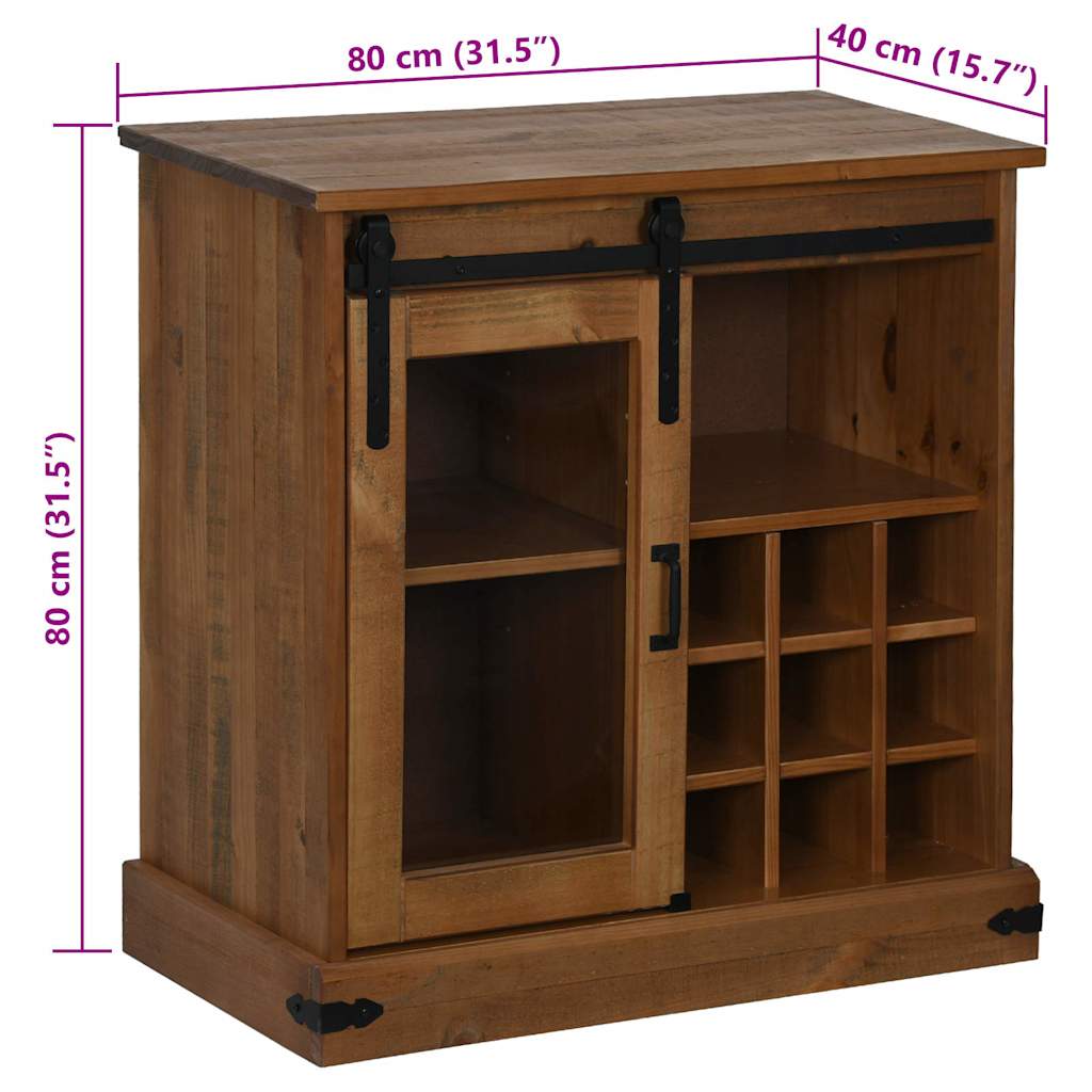 Sideboard HALDEN με συρόμενη πόρτα 80x40x80 cm μασίφ ξύλο - Pakobazaar