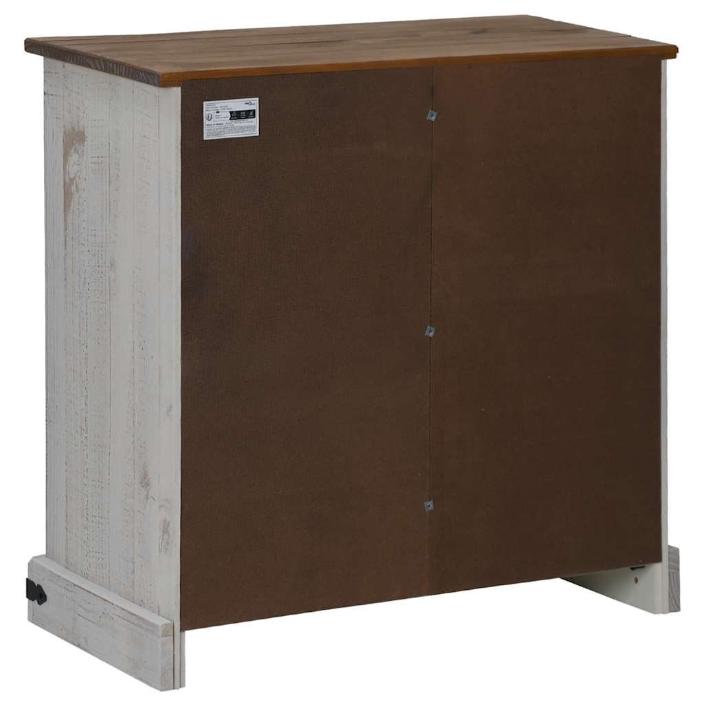 Sideboard HALDEN με συρόμενη πόρτα Λευκό 80x40x80 cm μασίφ ξύλο