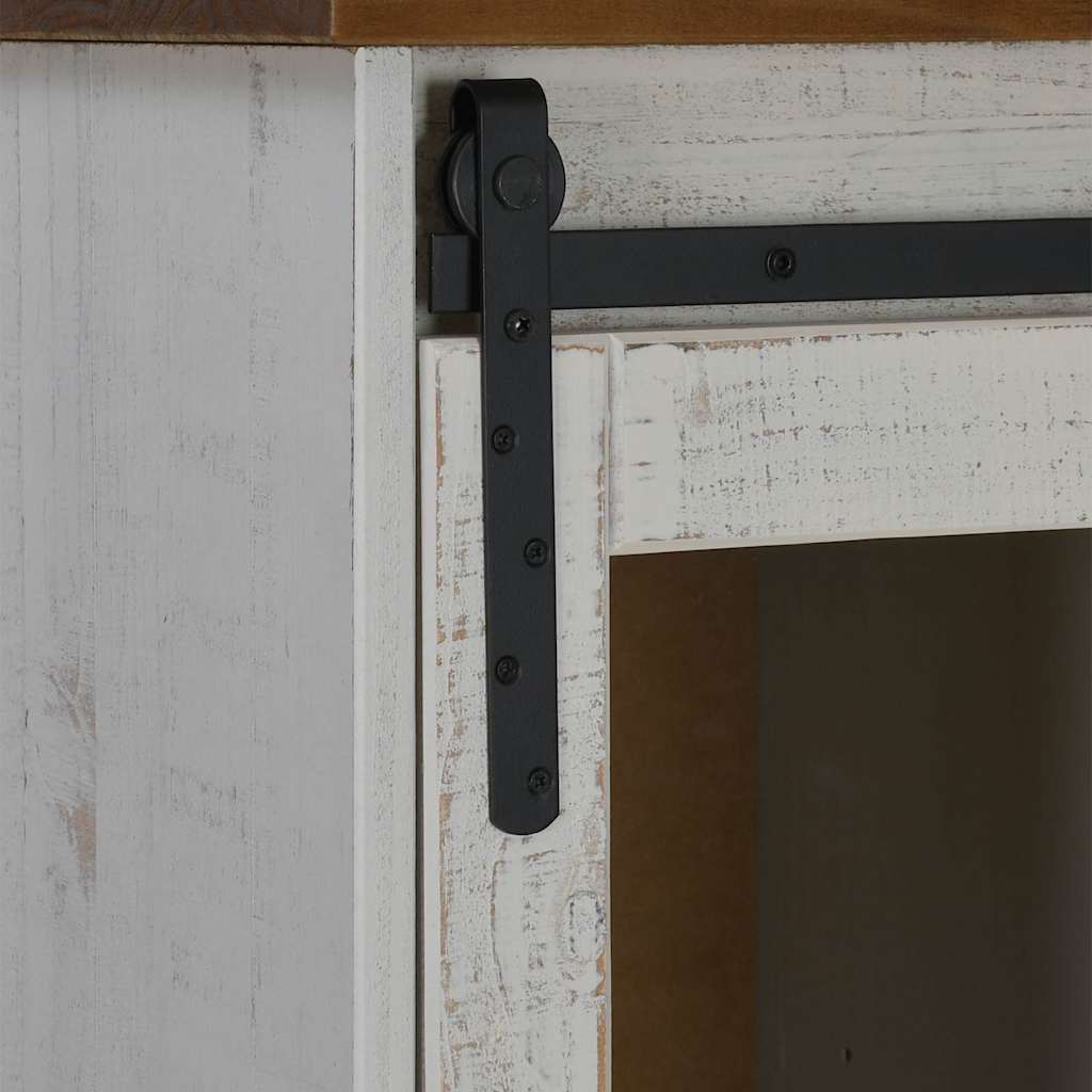 Sideboard HALDEN με συρόμενη πόρτα Λευκό 80x40x80 cm μασίφ ξύλο