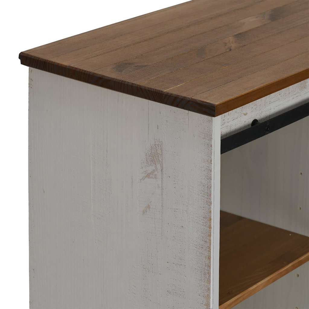 Sideboard HALDEN με συρόμενη πόρτα Λευκό 80x40x80 cm μασίφ ξύλο