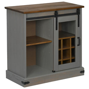 Sideboard HALDEN με συρόμενη πόρτα γκρι 80x40x80 cm μασίφ ξύλο - Pakobazaar