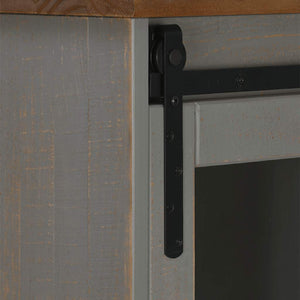 Sideboard HALDEN με συρόμενη πόρτα γκρι 80x40x80 cm μασίφ ξύλο - Pakobazaar