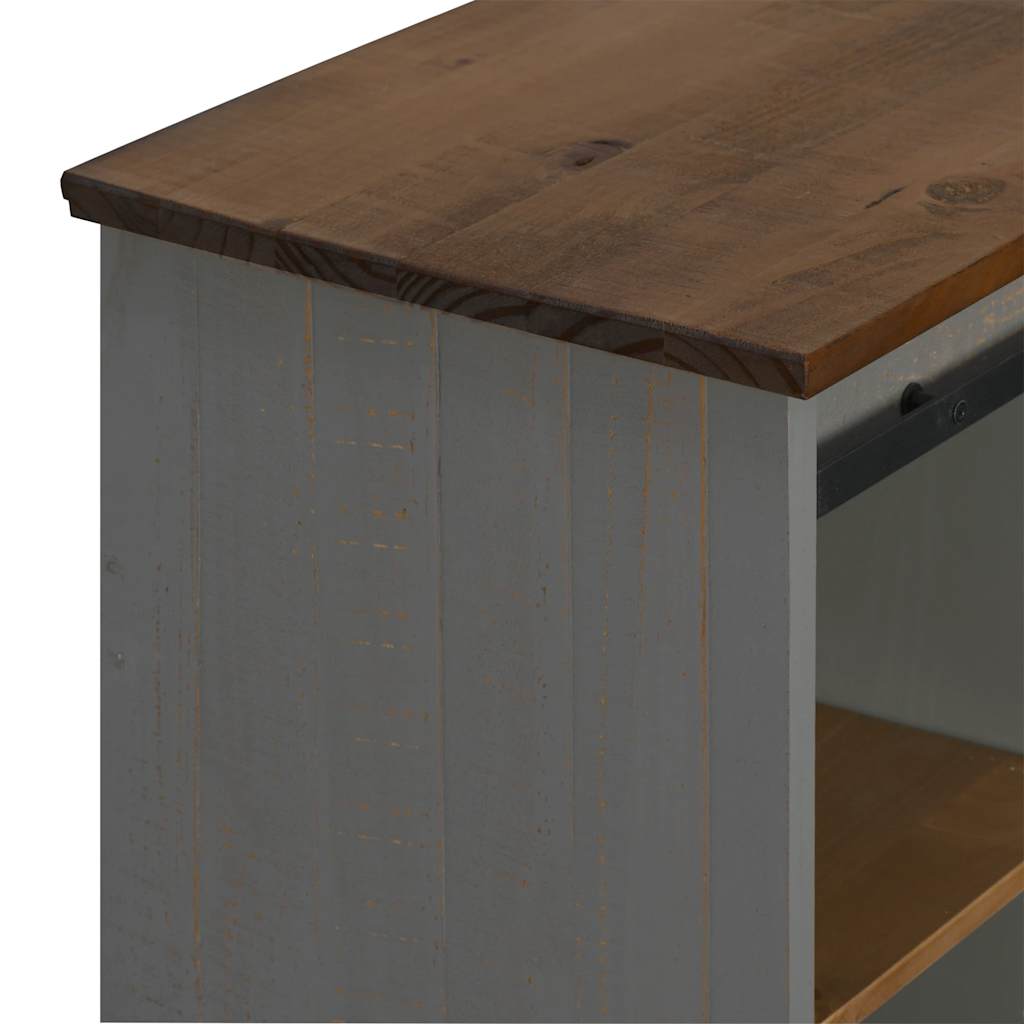 Sideboard HALDEN με συρόμενη πόρτα γκρι 80x40x80 cm μασίφ ξύλο - Pakobazaar