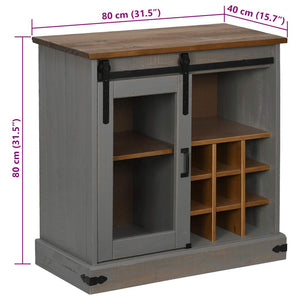 Sideboard HALDEN με συρόμενη πόρτα γκρι 80x40x80 cm μασίφ ξύλο - Pakobazaar