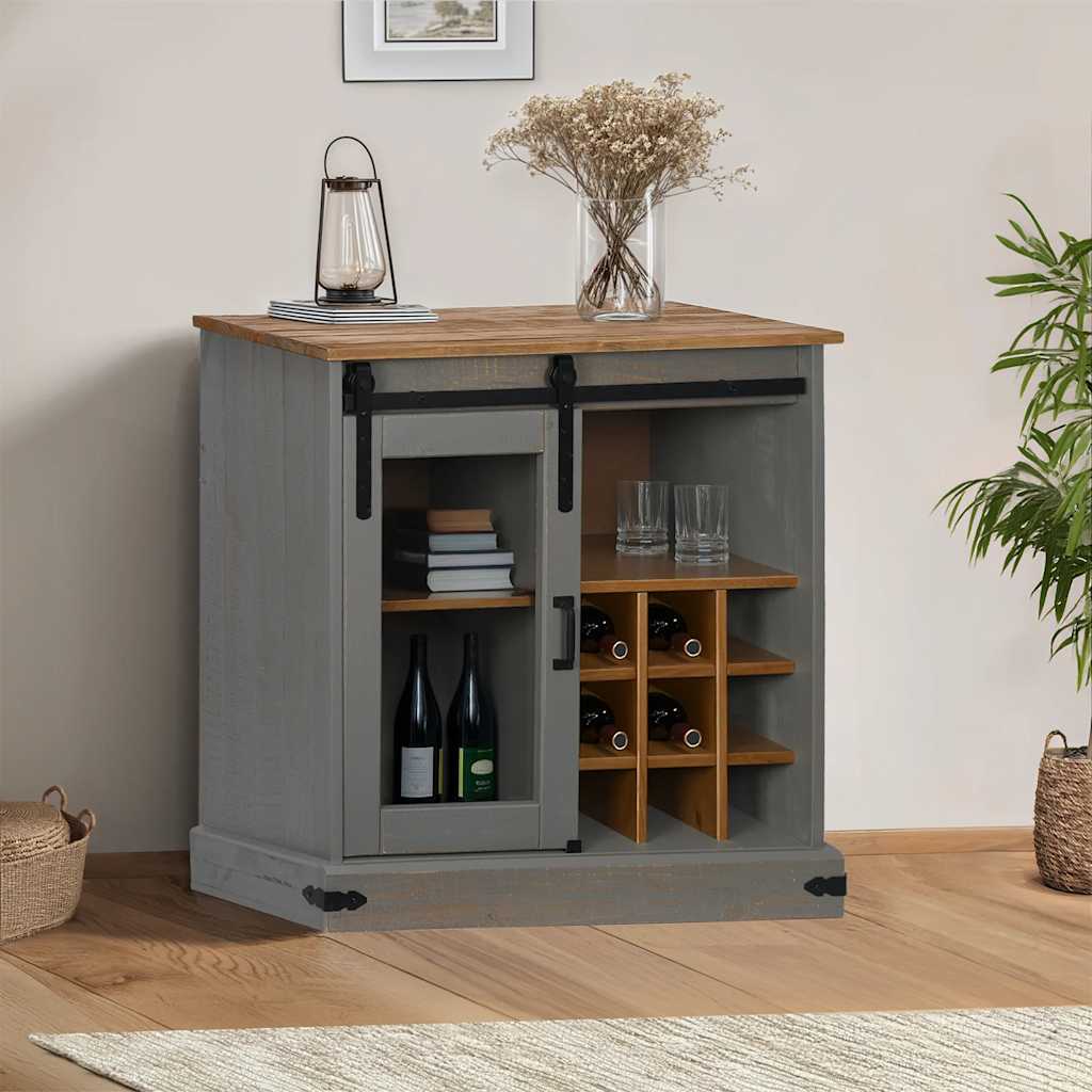 Sideboard HALDEN με συρόμενη πόρτα γκρι 80x40x80 cm μασίφ ξύλο - Pakobazaar