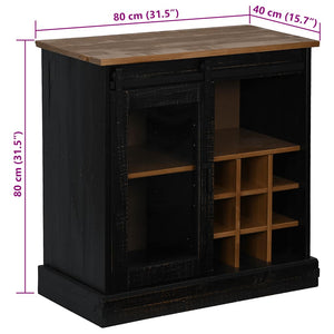 Sideboard HALDEN με συρόμενη πόρτα Μαύρο 80x40x80 cm