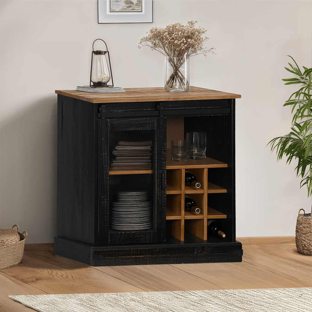 Sideboard HALDEN με συρόμενη πόρτα Μαύρο 80x40x80 cm - Pakobazaar