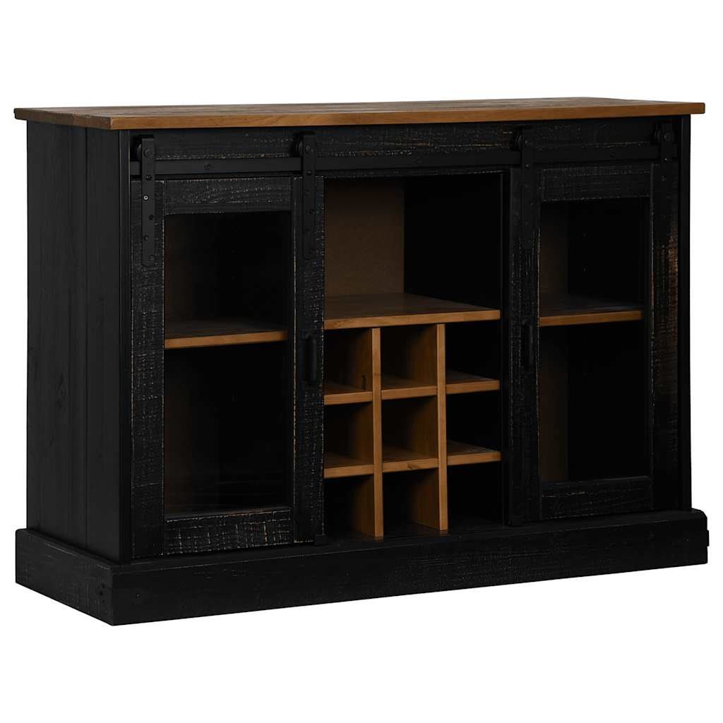Sideboard HALDEN 2 συρόμενες πόρτες μαύρο 112x40x80 cm
