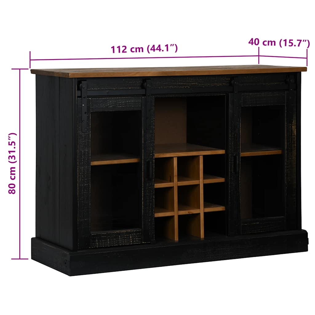 Sideboard HALDEN 2 συρόμενες πόρτες μαύρο 112x40x80 cm