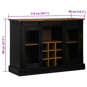 Sideboard HALDEN 2 συρόμενες πόρτες μαύρο 112x40x80 cm