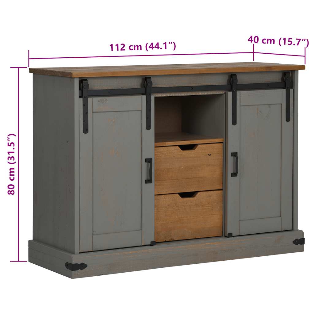 Sideboard HALDEN 2 συρόμενες πόρτες γκρι 112x40x80 cm