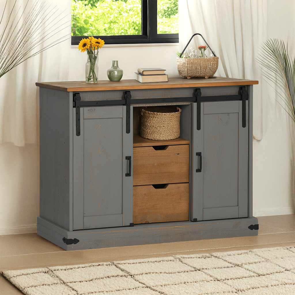 Sideboard HALDEN 2 συρόμενες πόρτες γκρι 112x40x80 cm