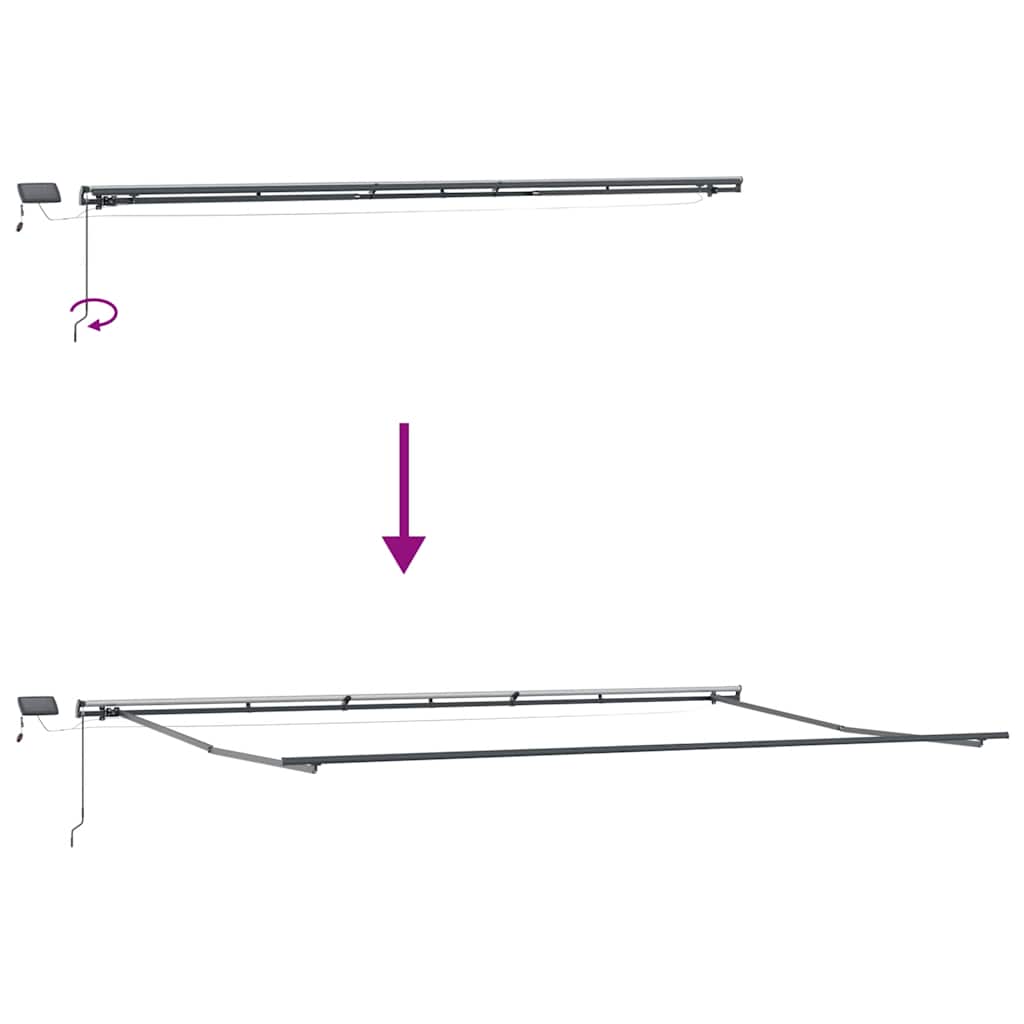 Τέντα Πτυσσόμενη Χειροκίνητη με LED Καφέ 600x300 εκ. - Pakobazaar