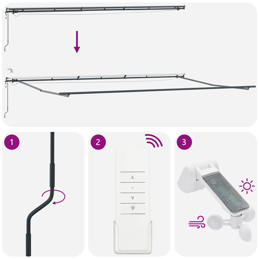 Τέντα Πτυσσόμενη Αυτόματη με LED Καφέ 600x300 εκ. - Pakobazaar