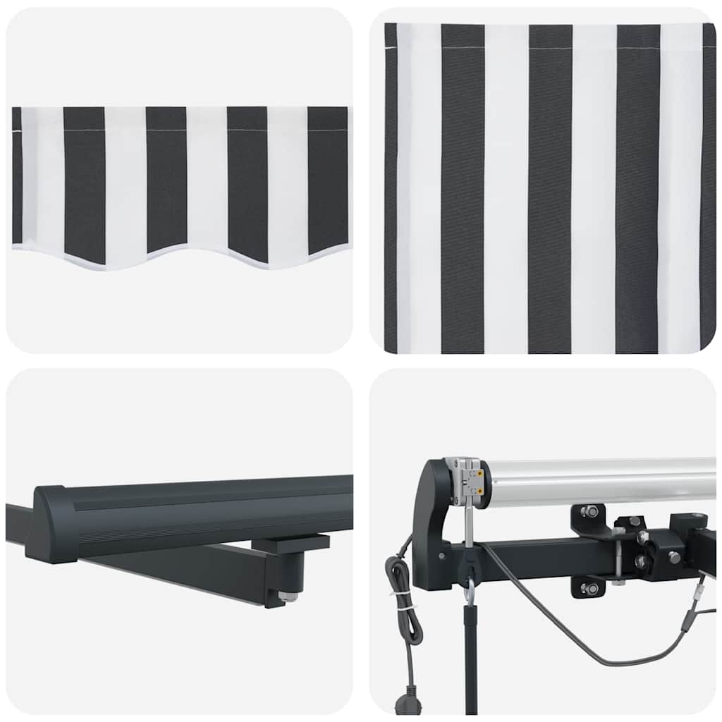 Τέντα Πτυσσόμενη Αυτόματη με LED Ανθρακί / Λευκή 400x300 εκ.