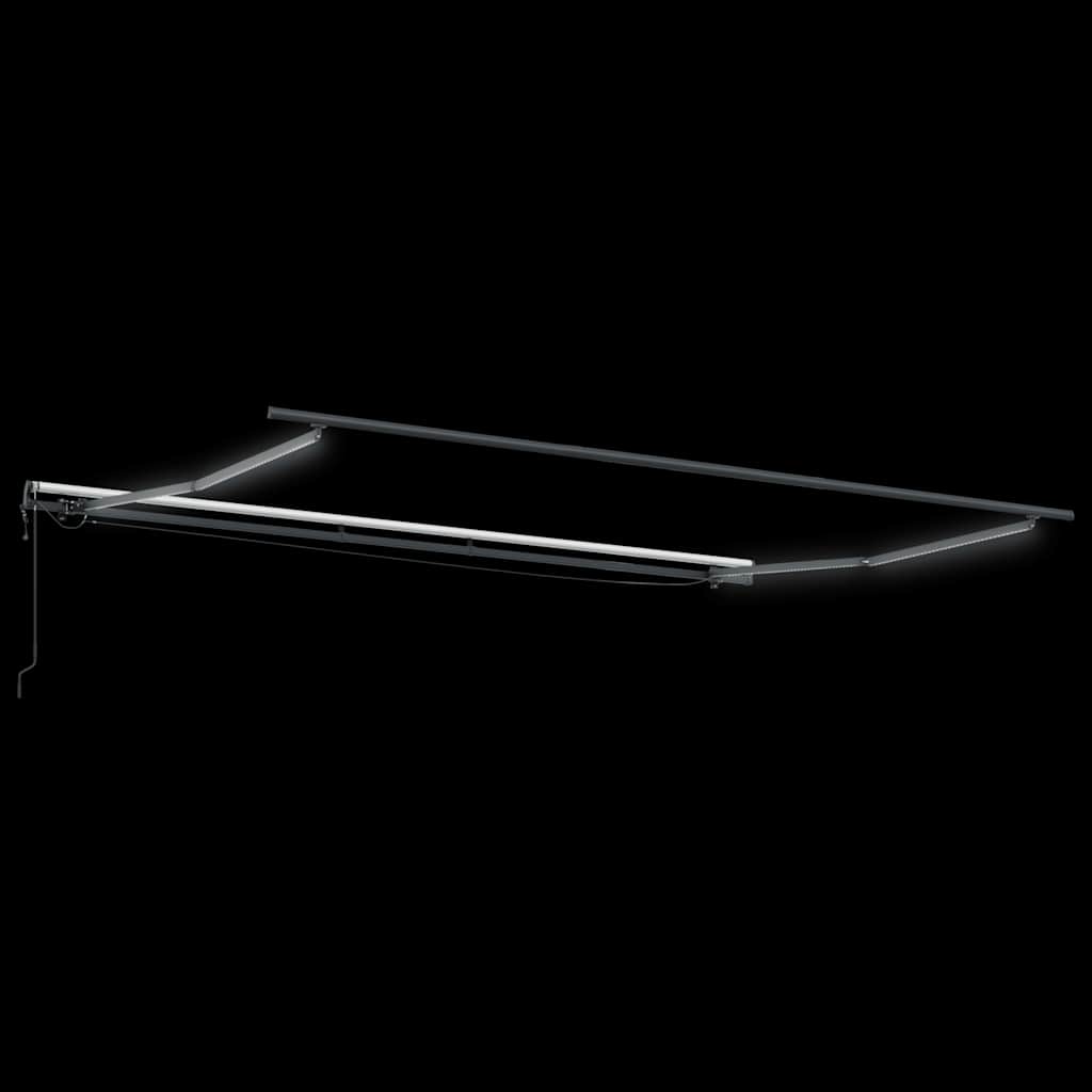 Τέντα Πτυσσόμενη Αυτόματη με LED Ανθρακί / Λευκή 500x300 εκ.