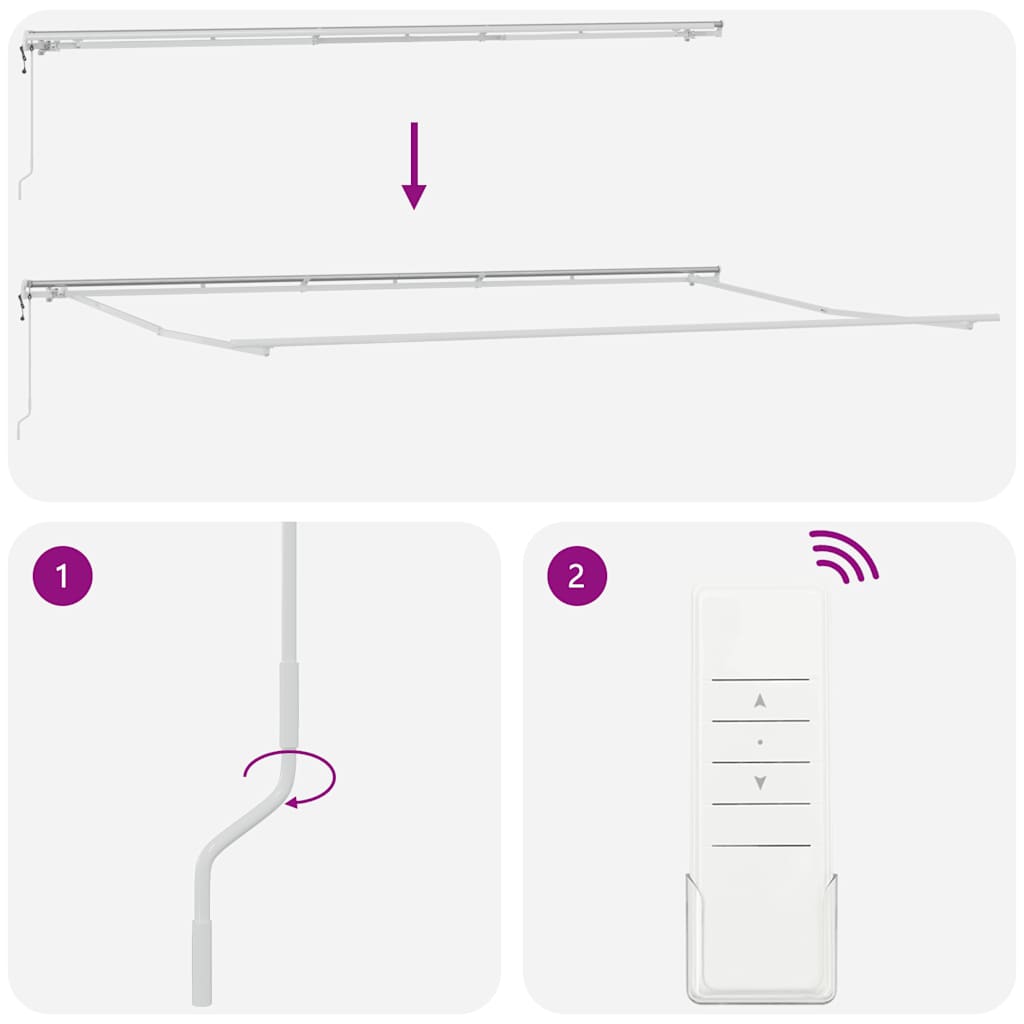 Τέντα Πτυσσόμενη Αυτόματη Ανθρακί / Λευκή 600x300 εκ.