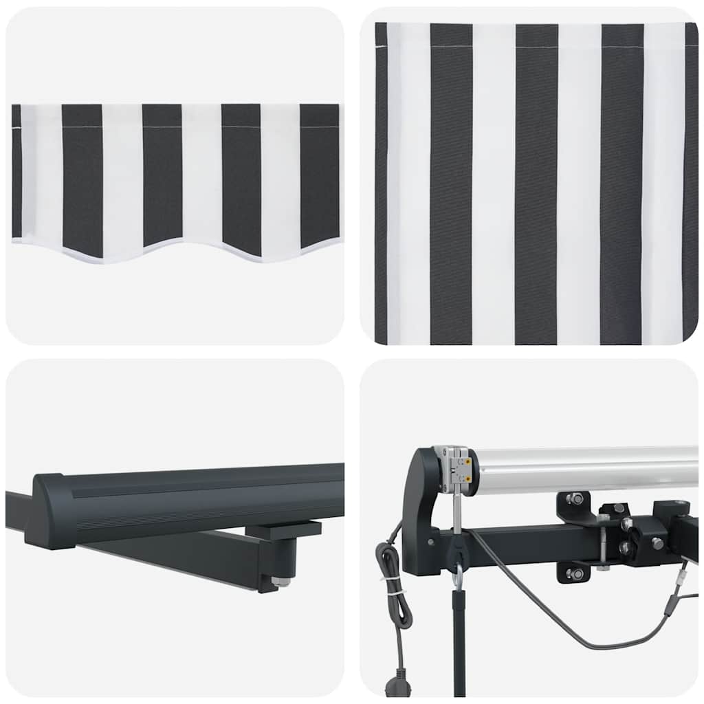 Τέντα Πτυσσόμενη Αυτόματη με LED Ανθρακί / Λευκή 600x300 εκ.