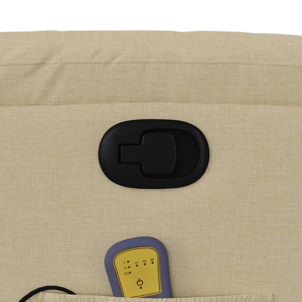 Πολυθρόνα Μασάζ Ανακλινόμενη με Ανύψωση Κρεμ Υφασμάτινη - Pakobazaar