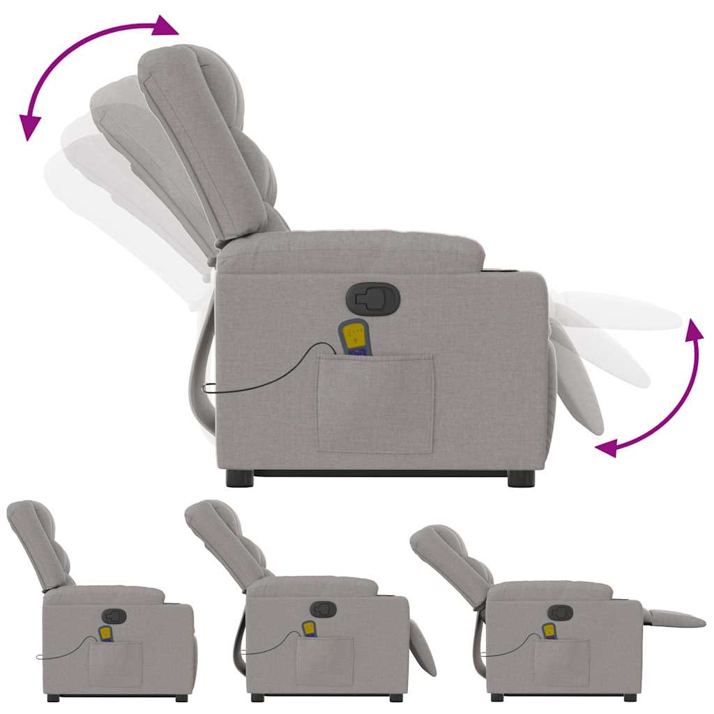 Μόνιμη πολυθρόνα μασάζ καρέκλα ανάκλισης σύννεφο γκρι ύφασμα - Pakobazaar