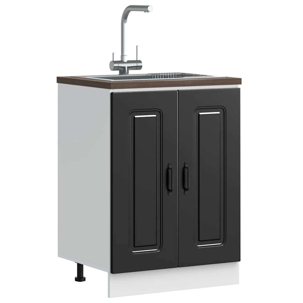 Ντουλάπι βάσης νεροχύτη Kalmar Μαύρο 60x46x81,5 εκ. Επεξ. Ξύλο - Pakobazaar